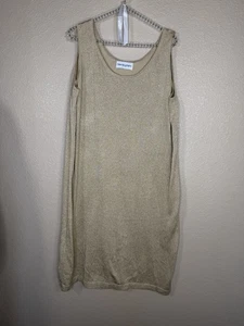 Bloomingdale’s Damen Trägerkleid Gold Metallic Gr. M ärmellos minimal Etuikleid - Bild 1 von 7