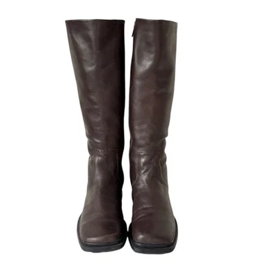 Botas hasta la rodilla Aquatalia de cuero marrón oscuro punta cuadrada talla 6 Foto 1 de 4