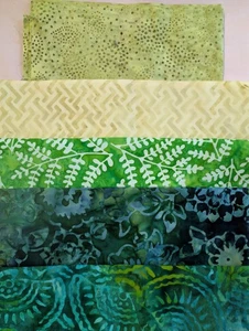 Batik blau grün 100% Baumwollstoff 5 Stück - Bild 1 von 2