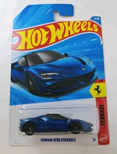 Hot Wheels 2026 Case B FERRARI SF90 STRADALE Blue Long Card with FREE Protector - Picture 1 of 8