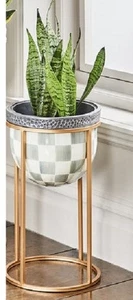 Mackenzie Childs Sterling Check Plant Stand 18" Alto 10.5" Ancho Nuevo en Caja ¡REGALO! - Imagen 1 de 3