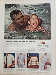 1964 Fruit of the Loom Unterwäsche für Familie Mann Kind Schwimmen Vintage Werbung  - Bild 1 von 1