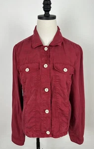 Tommy Bahama Jacket Womens Small Berry Red Tencel Lightweight Colorful Buttons - Picture 1 of 14