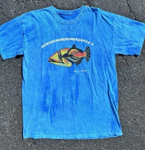 Camiseta Vintage Pez Para Hombre XL Azul Maui Hawaii Playa Surf Naturaleza Océano EE. UU. 90s - Imagen 1 de 4
