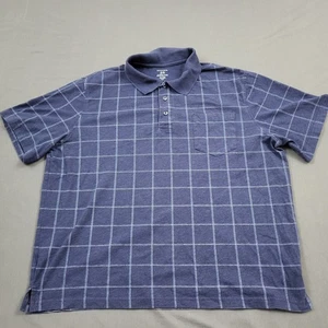 George Shirt Mens XL 46-48 Short Sleeve Polo Pullover Pocket Knit Check Blue - Picture 1 of 13