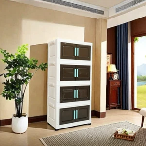4-Tier Plastic Storage Bins with Lids – 24" Extra Large Collapsible Stackable S - Picture 1 of 6