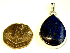 Exquisite Handmade Sterling Silver Mount & Lapis Lazuli Briolette Pendant. - Picture 1 of 3