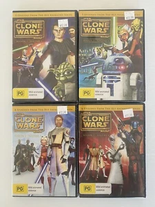 Brand New & Sealed Star Wars The Clone Wars Season 1 Volume 1-4 (DVD, 2008) PAL - Picture 1 of 2