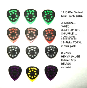 12 DAVA Control Grip Tips Picks, HEAVY gauge guitar picks, DELRIN guitar picks - Picture 1 of 15