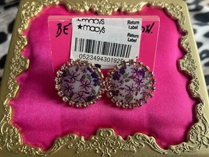 Betsey Johnson Fabulous Flowers Vintage Flower Daisy Shell White Disc Earrings - Picture 1 of 2