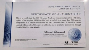Franklin Mint 1/32 Scale **1939 PETERBUILT TRUCK (XMAS 2005)** Lim Ed AP/2500! - Picture 1 of 14