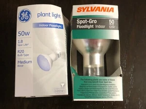 Sylvania SPOT-GRO 50W R20 Floodlight bulb & GE 50w R20 Medium Base 1.8yr #3012 - Picture 1 of 2