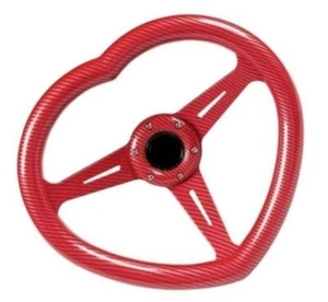 Red Carbon Fiber Style Heart Shaped Steering Wheel Universal ABS Steer Wheel - Picture 1 of 4