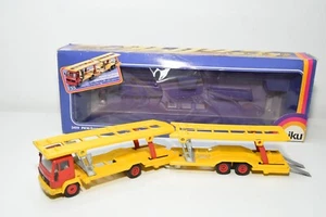 B67 1:55 SIKU 3419 MERCEDES-BENZ PKW AUTO CAR TRANSPORTER RED YELLOW MIB - Picture 1 of 24