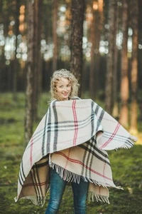 Schal Halstuch Wolle Damen Fransen Strick Poncho Cardigan Cape Schal Pullover British - Bild 1 von 7