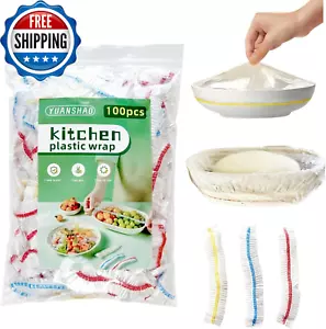 100PCS Large Plastic Bowl Covers, Elastic Food Storage Cover, Bowl Covers for Br - Picture 1 of 16