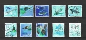 JAPAN 2017 SEA LIFE 1ST SERIES (PENGUIN) 82 YEN COMP. SET OF 10 STAMPS FINE USED - Picture 1 of 4