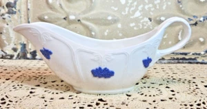 Beautiful Bla Blom Old Gustavsberg Sweden Gravy Boat Blue & White #M58 - Picture 1 of 10
