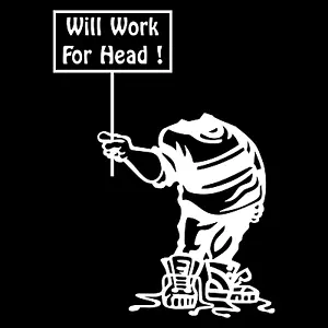 Funny Adult Humor Will Work For Head Car Truck Window Vinyl Decal Sticker. - Foto 1 di 2