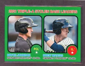 2022 Topps Heritage Minors GREEN 02/75 Triple-A LL Bryce Johnson Drew Waters - Picture 1 of 1