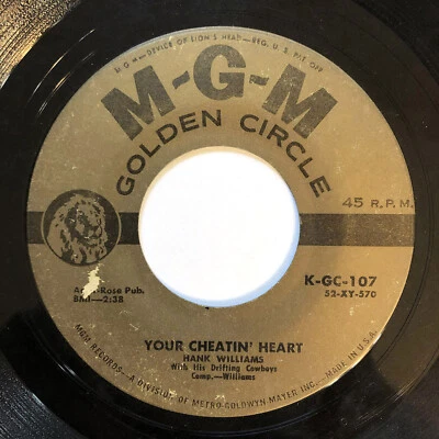 Hank Williams 45 Your Cheatin Heart / Lovesick Blues MGM VG+ Vinyl Record 7" Foto 1 de 4