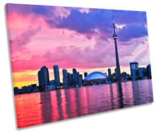 Toronto Skyline City Sunset Canada Picture SINGLE CANVAS WALL ART Print