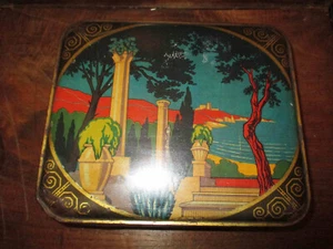 ancienne boite art déco paysage vestige antique tôle lithographiée début XX ème - Picture 1 of 8