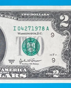 April 27, 1978 : I 04271978 A BIRTHDAY Note $2 Two Dollar Bill *AU* - Picture 1 of 3