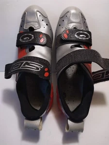 SIDI Cycling Triathalon Shoes Silver Red Made Italy EUR Size 40 Women 9.5 T-1 - Picture 1 of 14