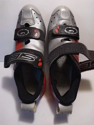 SIDI Cycling Triathalon Shoes Silver Red Made Italy EUR Size 40 Women 9.5 T-1 - Image 1 of 4