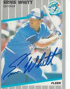 ERNIE WHITT FIRMADO 1989 FLEER #248 - TORONTO BLUE JAYS - Imagen 1 de 1