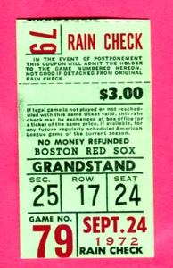 9/24/72 RED SOX TICKET STUB-DWIGHT EVANS CAREER HIT #10/HRS=REGGIE/PETROCELLI+++ - Picture 1 of 1