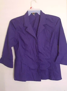 H+W New York lila 3/4 Ärmel Knopfleiste geformte Passform Hemd Oberteil Gr. 10 - Bild 1 von 3