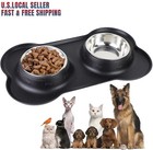 Stainless Steel Pet Dog Cat Bowl Non-Skid Non-Spill Silicone Mat Food&Water Dish