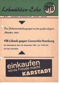 Cuaderno de programa de fútbol 67/68 Copa - Final VfB Lübeck - Concordia HH - Imagen 1 de 1