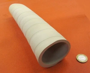 Gum Rubber Tubing, 45 Shore A, Tan, 2 3/4" x 2 1/4" x 1/4" Wall x 1 Ft Length - Picture 1 of 12