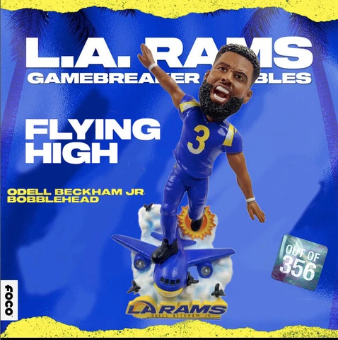 Odell Beckham Jr Los Angeles Rams Flying High Bobblehead NIB - Ltd Ed 356 Cover