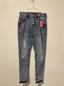 NWT Justice Denim High Rise Jegging Colorful Buttons Girls 16 - Picture 1 of 4
