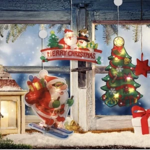 Beleuchtete Weihnachten Fenster Silhouette Dekoration batteriebetrieben beleuchtet 3 Stück - Bild 1 von 10