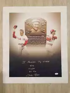 Lienzo Pete Rose Reds Firmado Automático 16x20 Inscrito PASADO TY COBB 4192 JSA CERTIFICADO - Imagen 1 de 3