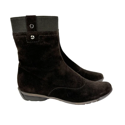 Botas de Gamuza Aquatalia Choco Marrón Hechas en Italia Botín de Lujo Tacón Bajo de Cuña 8.5 Foto 1 de 4