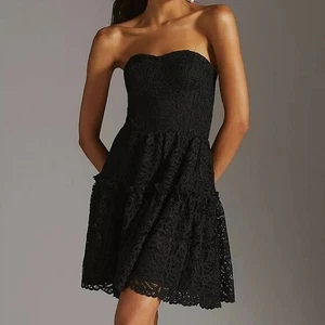 NEW Anthropologie Eva Franco Black Floral Lace Mini Dress Size 6 Whimsigoth - Picture 1 of 16