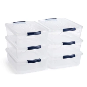 Contenedor de almacenamiento de plástico Rubbermaid Cleverstore de 17 cuartos con tapa (paquete de 6) - Imagen 1 de 12