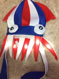 Adult Sz OS Light up Patriotic Squid Tentacles Party Hat Cap Costume Accessory - Picture 1 of 6