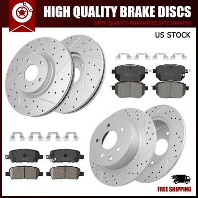 Rotores perforados delanteros y traseros + pastillas de freno para Nissan Máxima 2006 Altima 2004-2008 Foto 1 de 4