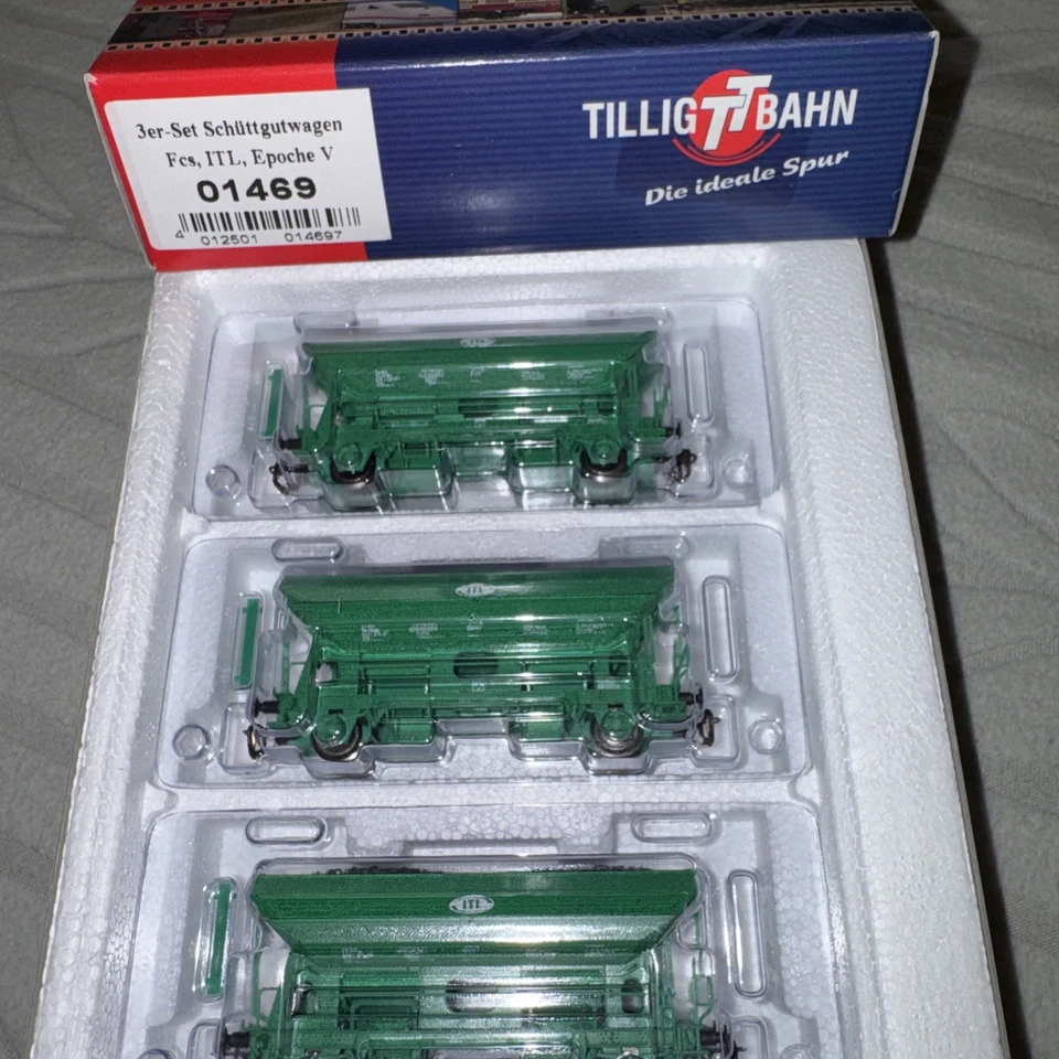 Tillig TT 01469 3tlg. Schüttgutwagenset Fcs, ITL, Ep. V, TT, unbespielt Ovp  - Bild 1 von 1