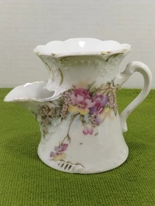 Vintage Shaving Scuttle Mug Dresden Germany Porcelain Floral Design Gold Trim... - Picture 1 of 11