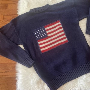 Vintage John Ashford American Flag Pull Over Sweater Size XL Patriotic - Picture 1 of 4