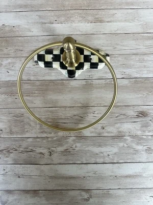 Nuevo en Caja MACKENZIE-CHILDS Latón Courtly Check Esmalte Toalla de Mano Anillo Foto 1 de 4