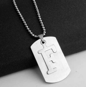 Stainless Steel Initial Pendant Necklace Alphabet Letter F. - Picture 1 of 2
